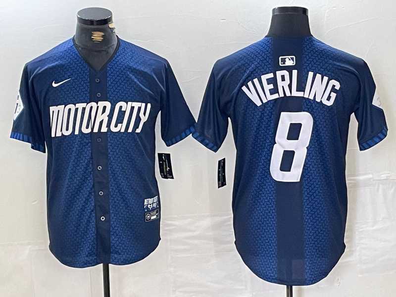 Mens Detroit Tigers #8 Matt Vierling Navy 2024 City Connect Cool Base Limited Stitched Jersey